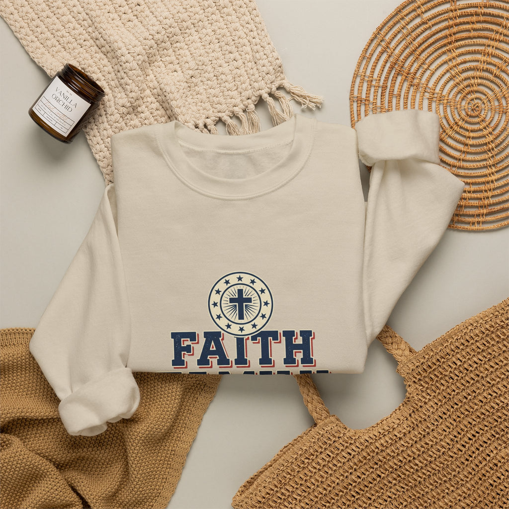 Faith Family Freedom Sweatshirt | Faith-based Patriotic, Vintage Americana