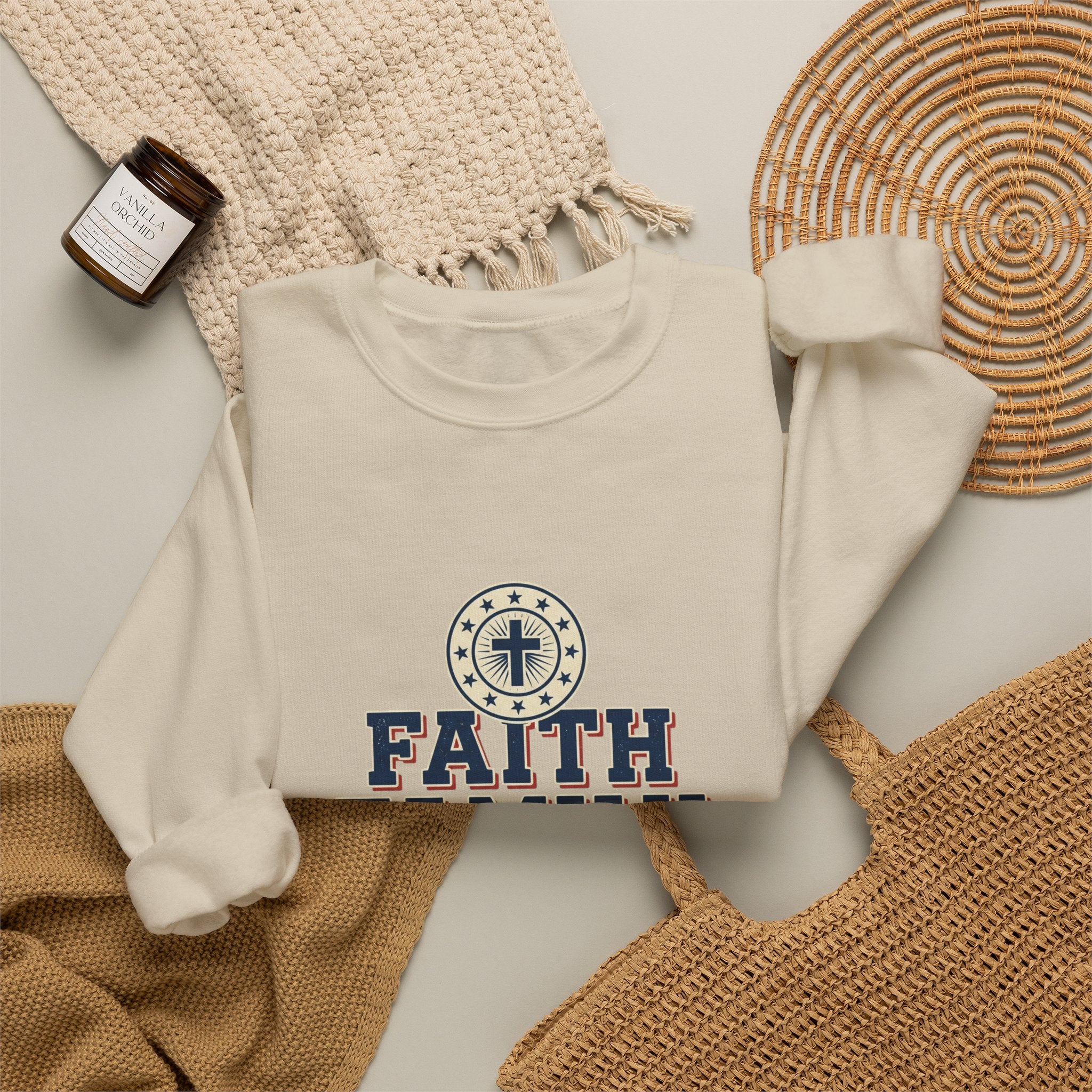 Faith Family Freedom Sweatshirt | Faith-based Patriotic, Vintage Americana