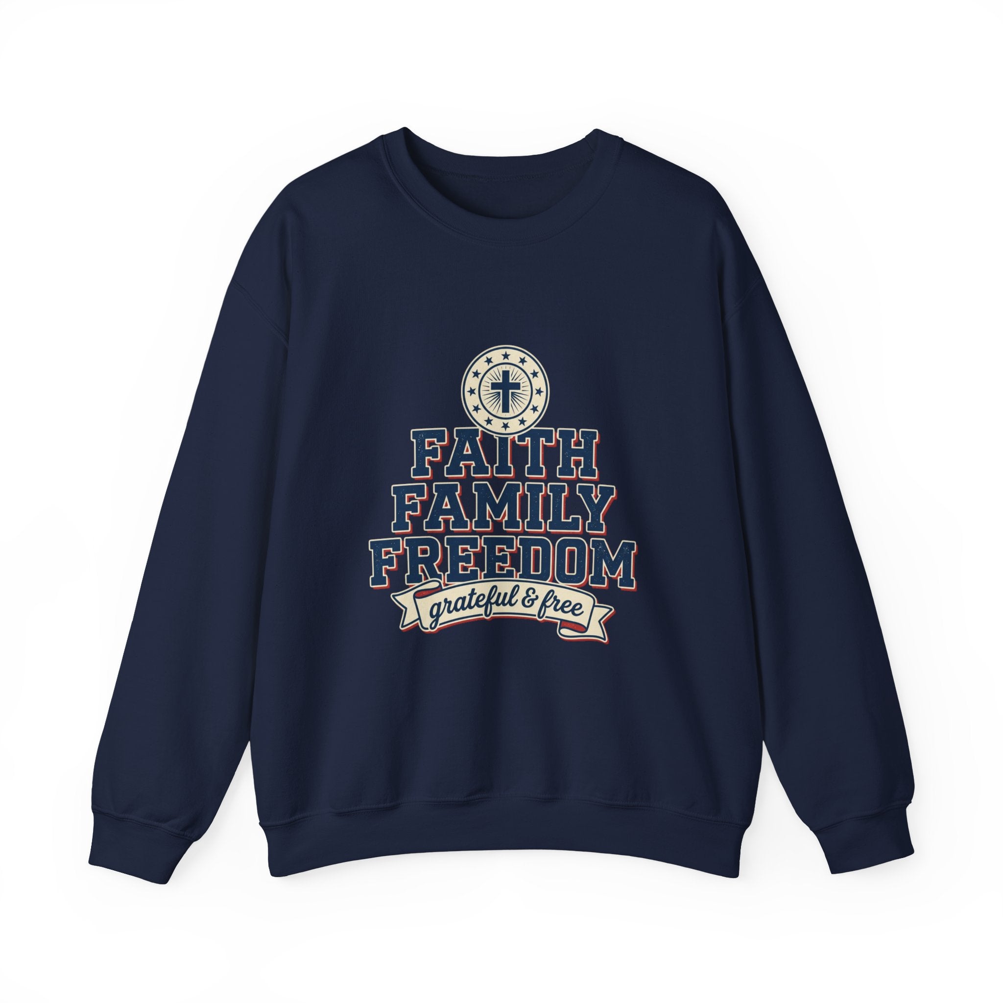 Faith Family Freedom Sweatshirt | Faith-based Patriotic, Vintage Americana