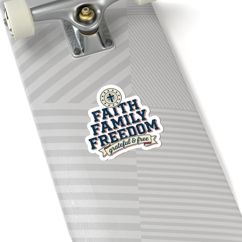 Faith Family Freedom Kiss-Cut Stickers | Faith-based Patriotic, Vintage Americana