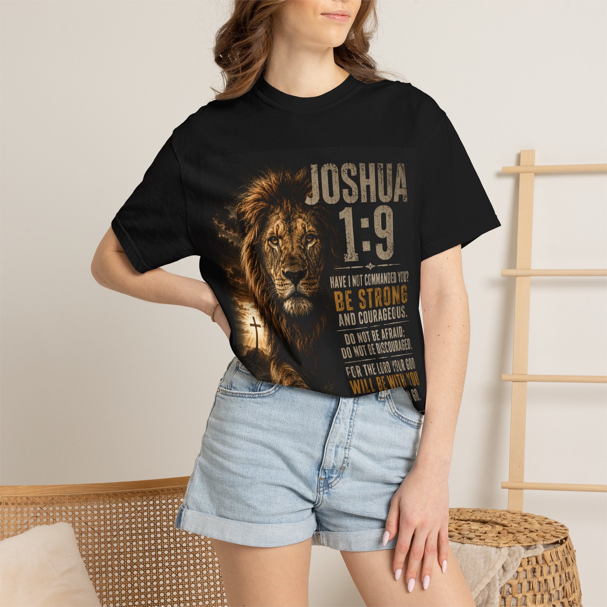 Joshua 1:9 Bible Verse T-Shirt — Be Strong and Courageous Christian Tee